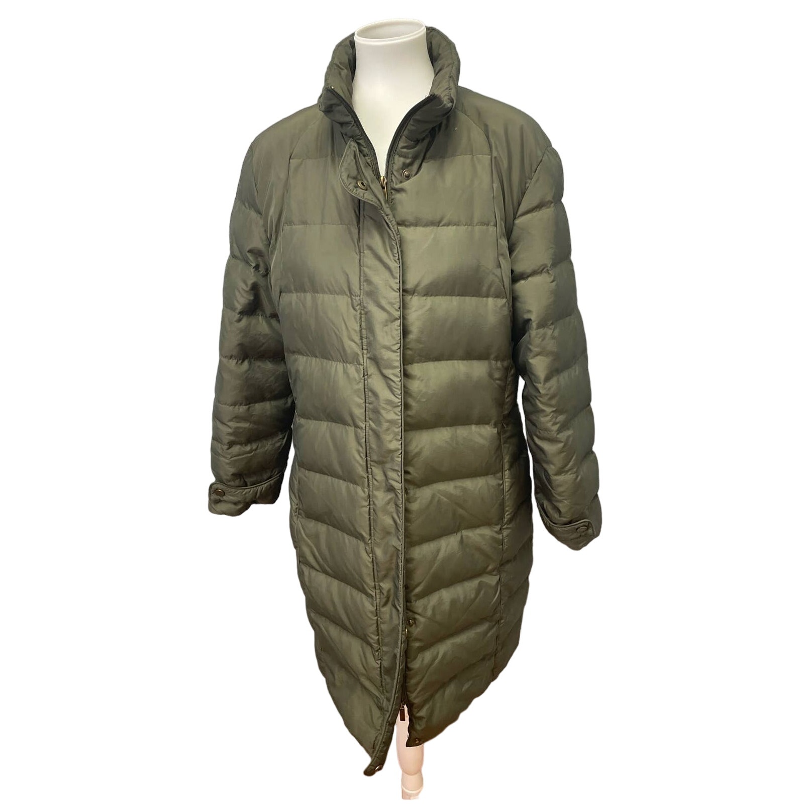 Calvin Klein Womens Large Duck Down Full Zip Long Nylon Puffer Coat w Repair