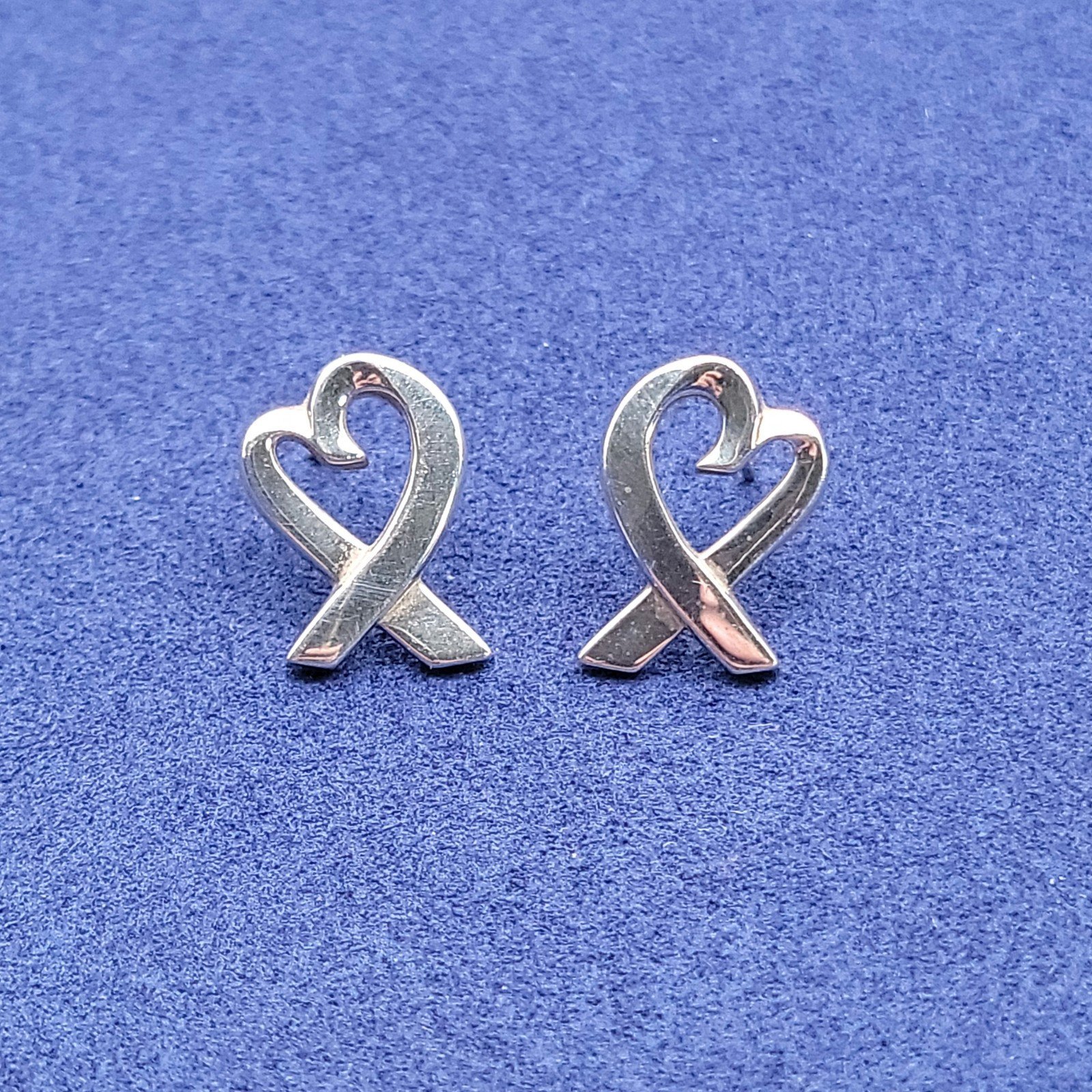 Tiffany & Co Paloma Picasso Loving Heart Stud Earrings Sterling Silver 925