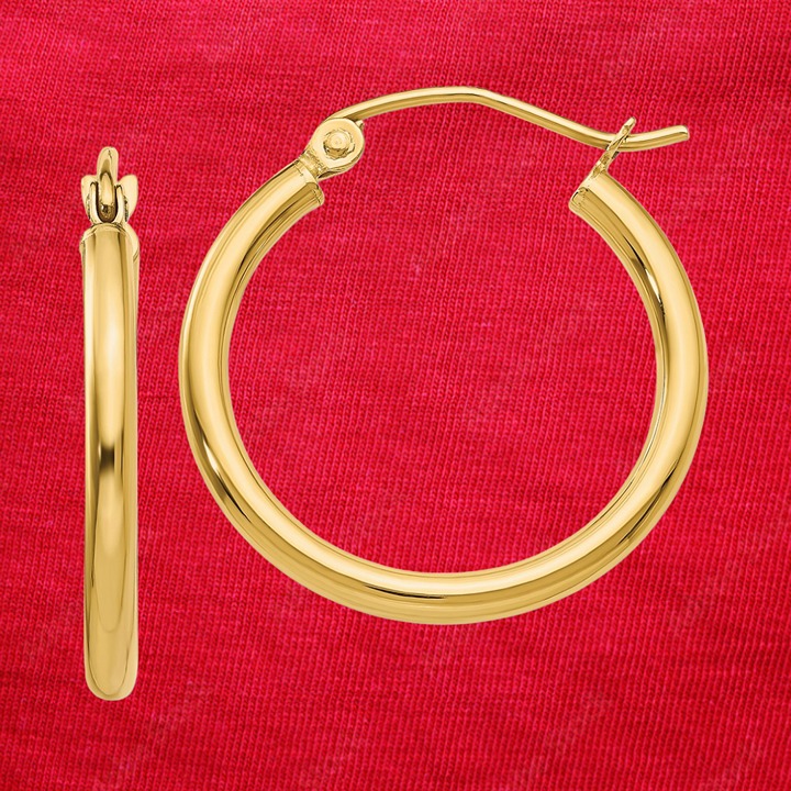 14k Polished 2x20mm Tube Hoop Earrings