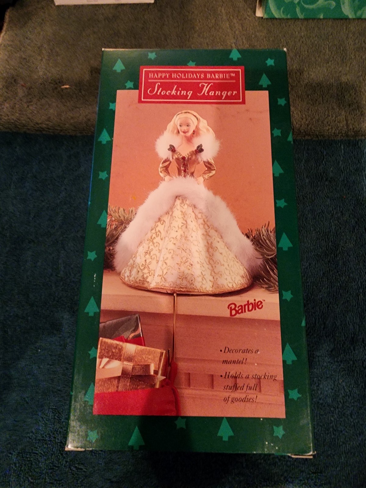Hallmark happy holidays barbie stocking hanger 1995 new in box