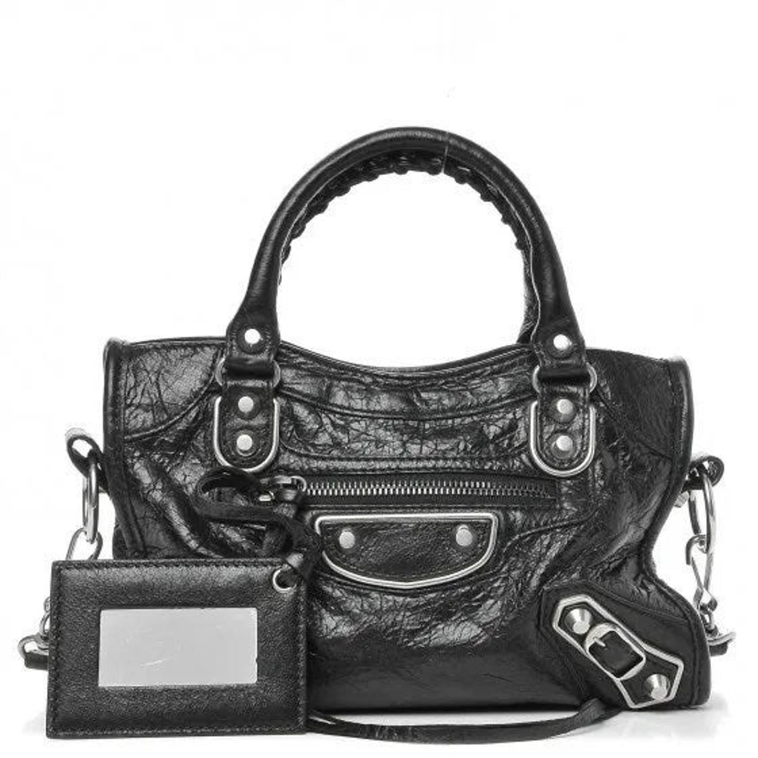 BALENCIAGA Chevre Silver Metallic Edge H