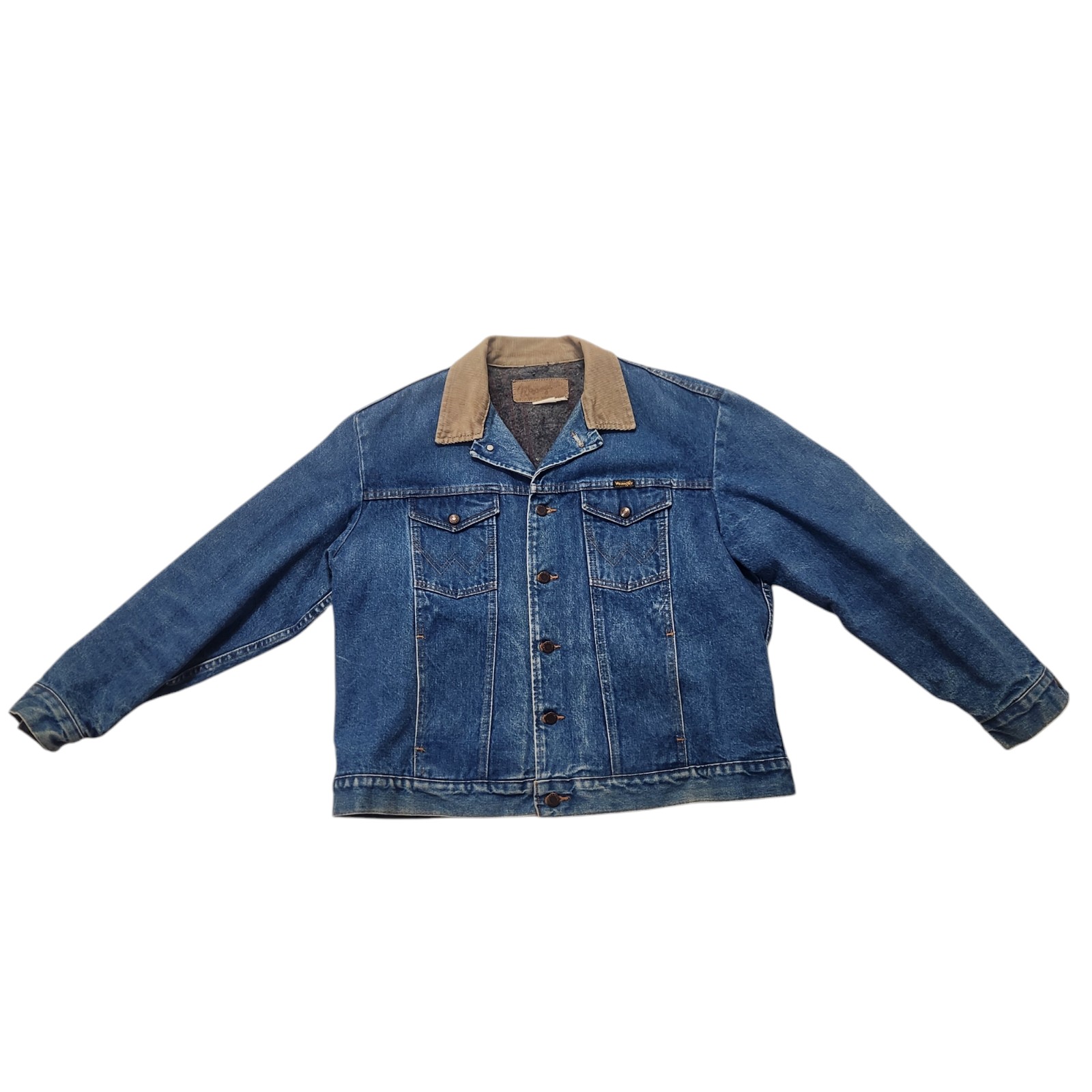 Vintage 90s Wrangler Blanket Lined Denim Trucker Jacket Mens Size 46 2XL USA.