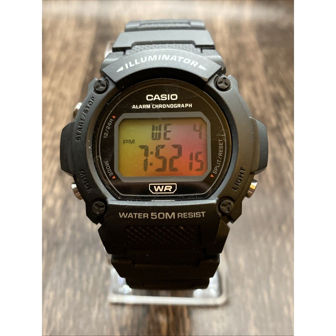 Casio W219H-1AV 45 mm Rainbow Screen Mod Crystal Sapphire Case