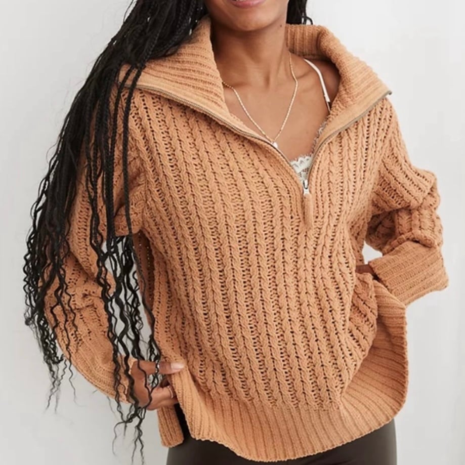 aerie cable car 1/4 zip sweater
