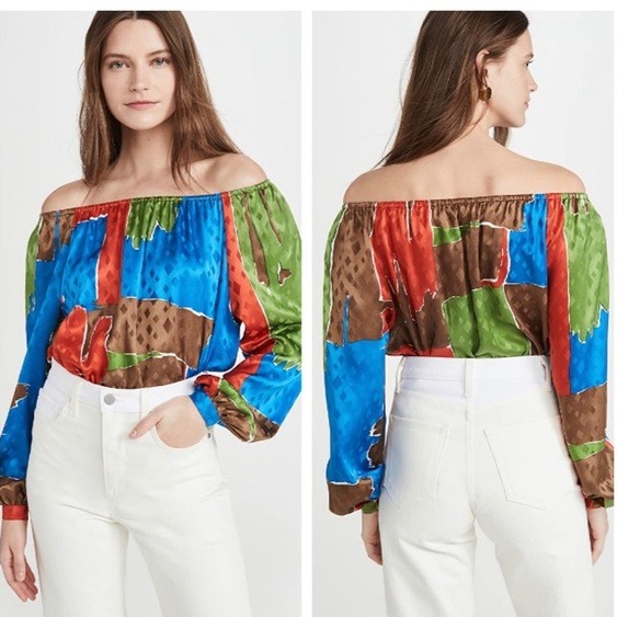 Tory Burch Geometric Silk Blouse Size: XS | US 0