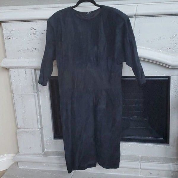 VINTAGE Black Suede Dress - Size Medium