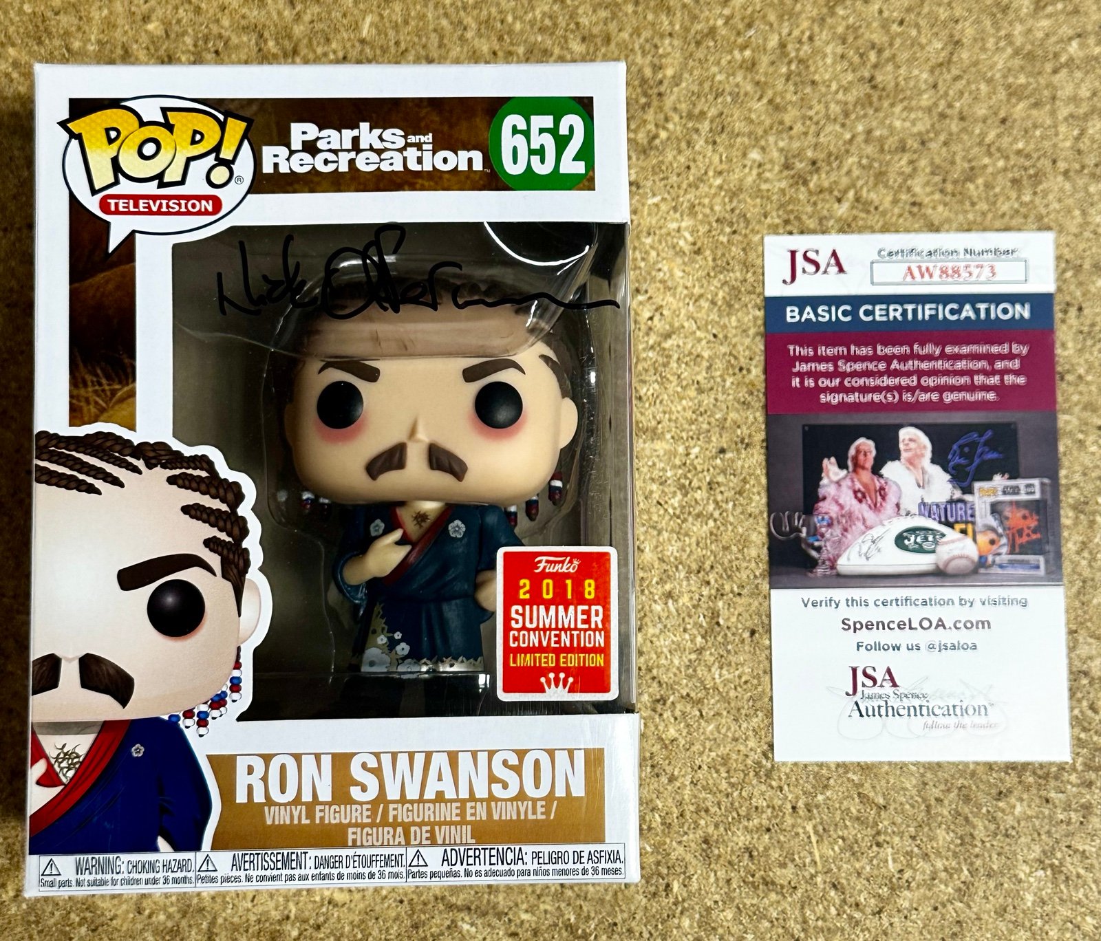 Nick Offerman Signed Ron Swanson Funko Pop! #652 Parks & Rec 2018 With JSA COA