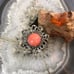 Carolyn Pollack Sterling Silver Oval Pink Coral Decorated Ring Size 7 For Women