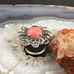 Carolyn Pollack Sterling Silver Oval Pink Coral Decorated Ring Size 7 For Women