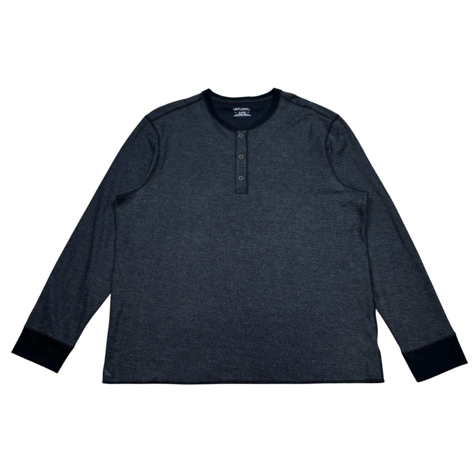 Untuckit Schrock Textured Henley Long Sleeve T Shirt Men's XL