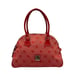 Dooney & Bourke Red Monogram Canvas Leather Trim Large Domed Satchel Bag
