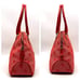 Dooney & Bourke Red Monogram Canvas Leather Trim Large Domed Satchel Bag