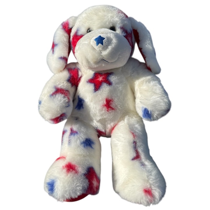 Build a Bear Patriotic Pup Plush Stuffed Dog Red Blue Star Holiday Toy Friend