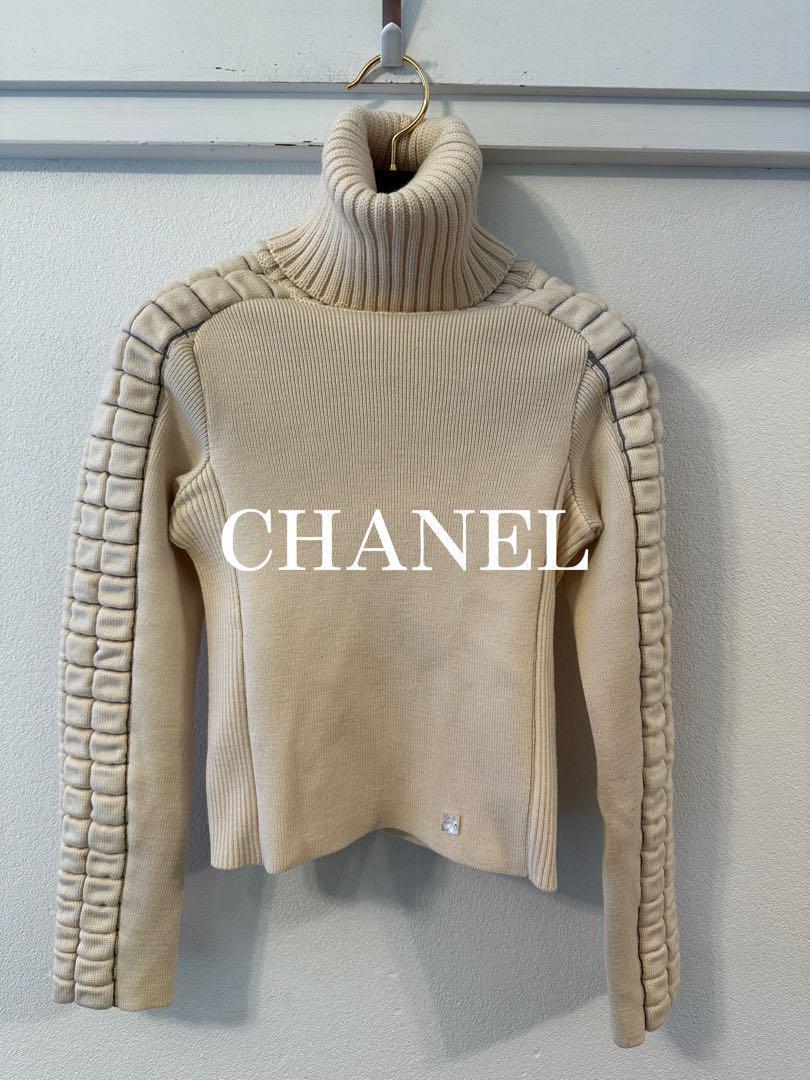 CHANEL High Neck Knit with Coco Mark Other