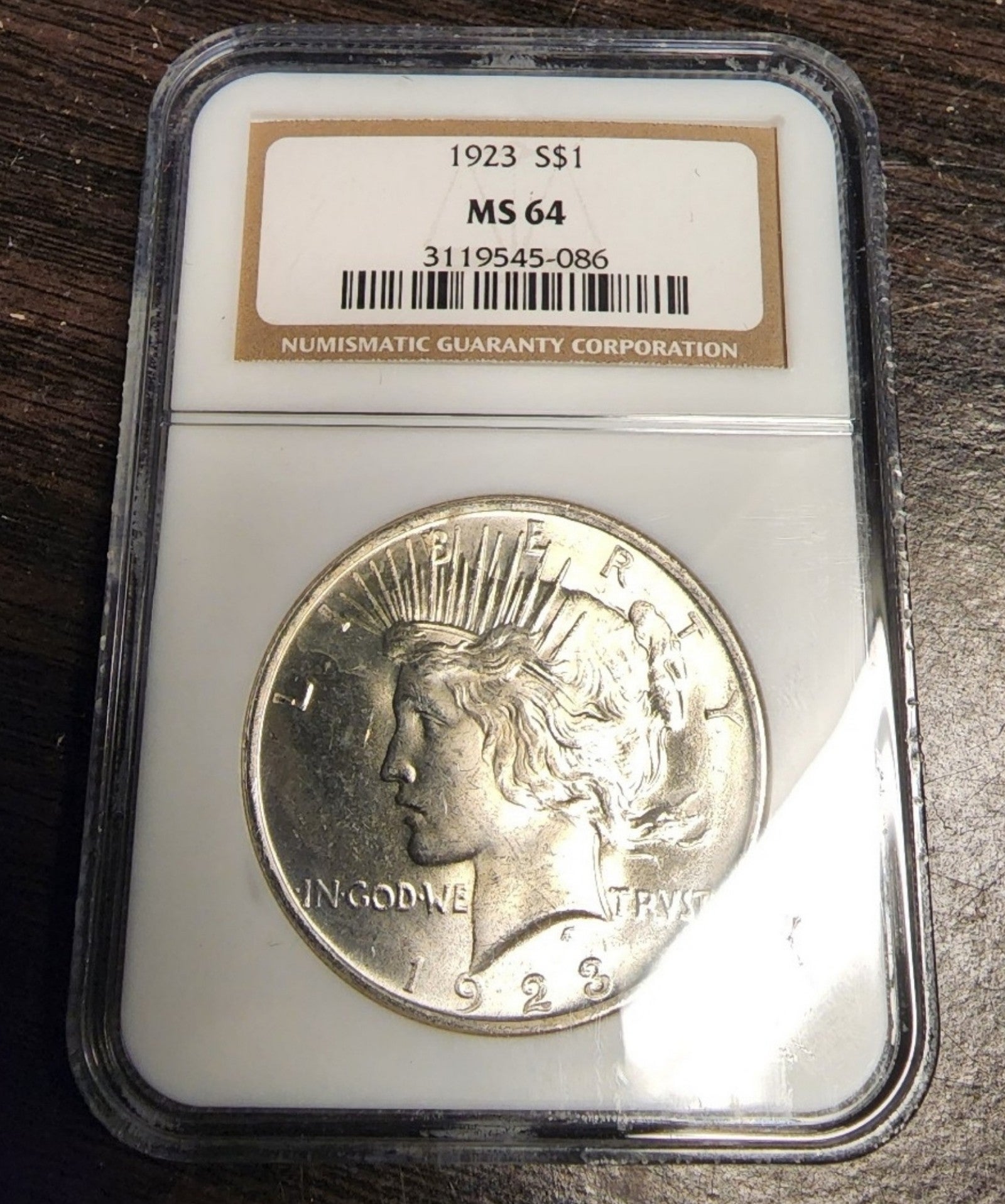 NGC MS 64 1923 peace dollar