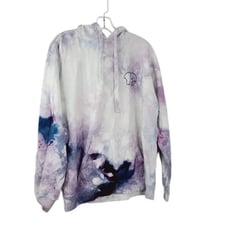 Ivory Ella Women's Purple White Tie Dye Casual Pullover Hoodie Size M