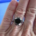 4.77ct 100% REAL NATURAL BLACK DIAMOND RING, CERTIFICATE,FR EE DIA TESTER Size 7