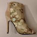 Embroidered Open Toe Ivory, Cream, Brown and Tan High Heel Shoes Zippered Back