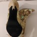 Embroidered Open Toe Ivory, Cream, Brown and Tan High Heel Shoes Zippered Back