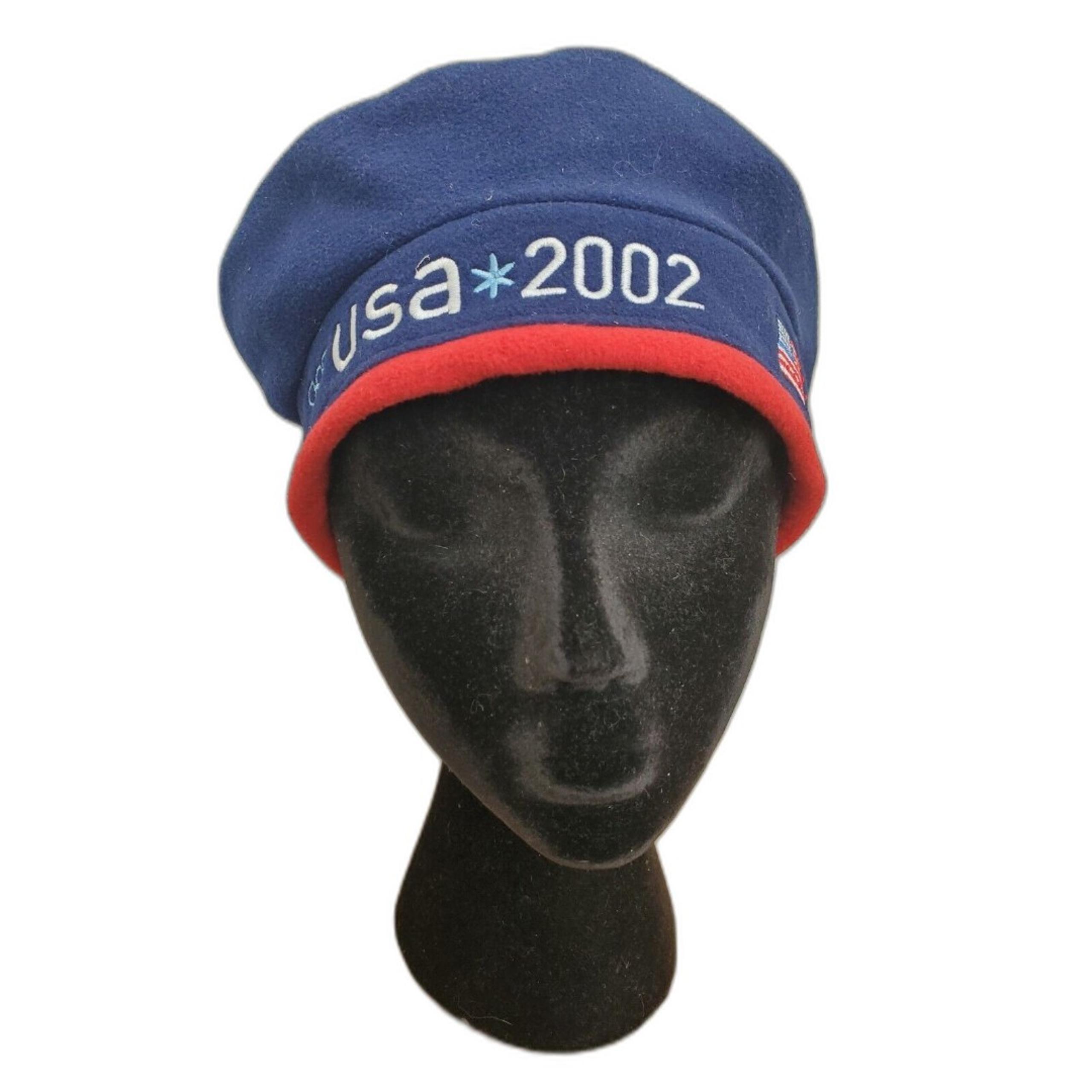 ROOTS USA Olympics 2002 Fleece Hat OSFM Blue Made In Canada Outdoor Classic VGC
