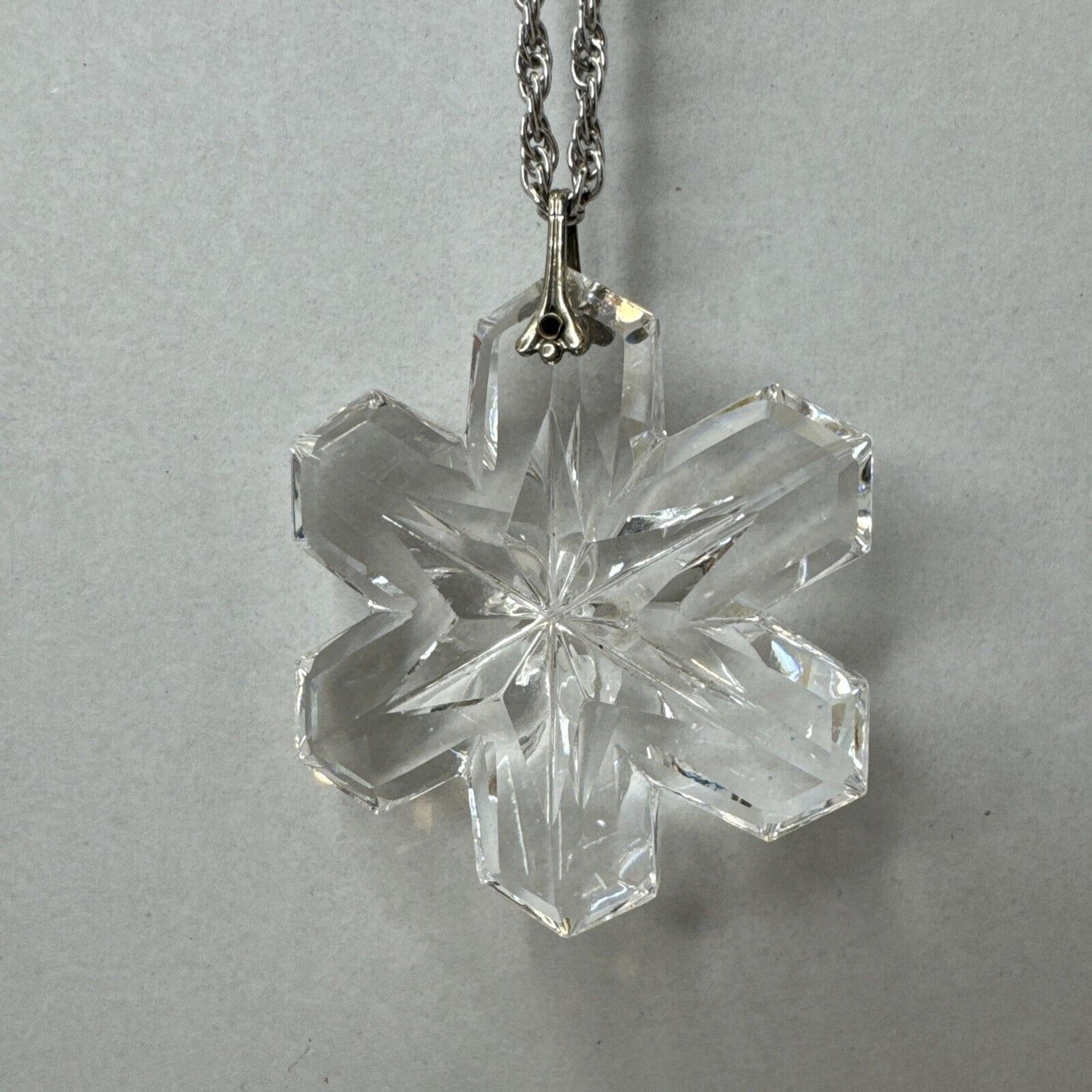Vintage GORHAM Clear Crystal Snowflake Pendant and Chain 1975