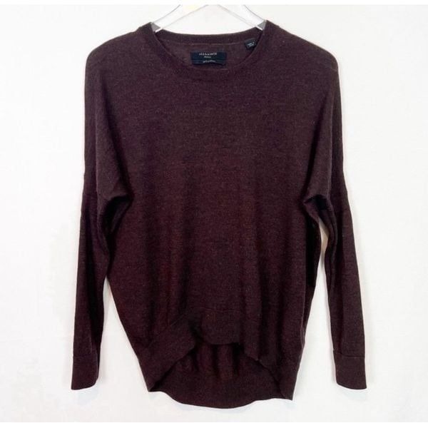 All Saints Sweater Merino Wool Cut Out Elbow Jumper Size S