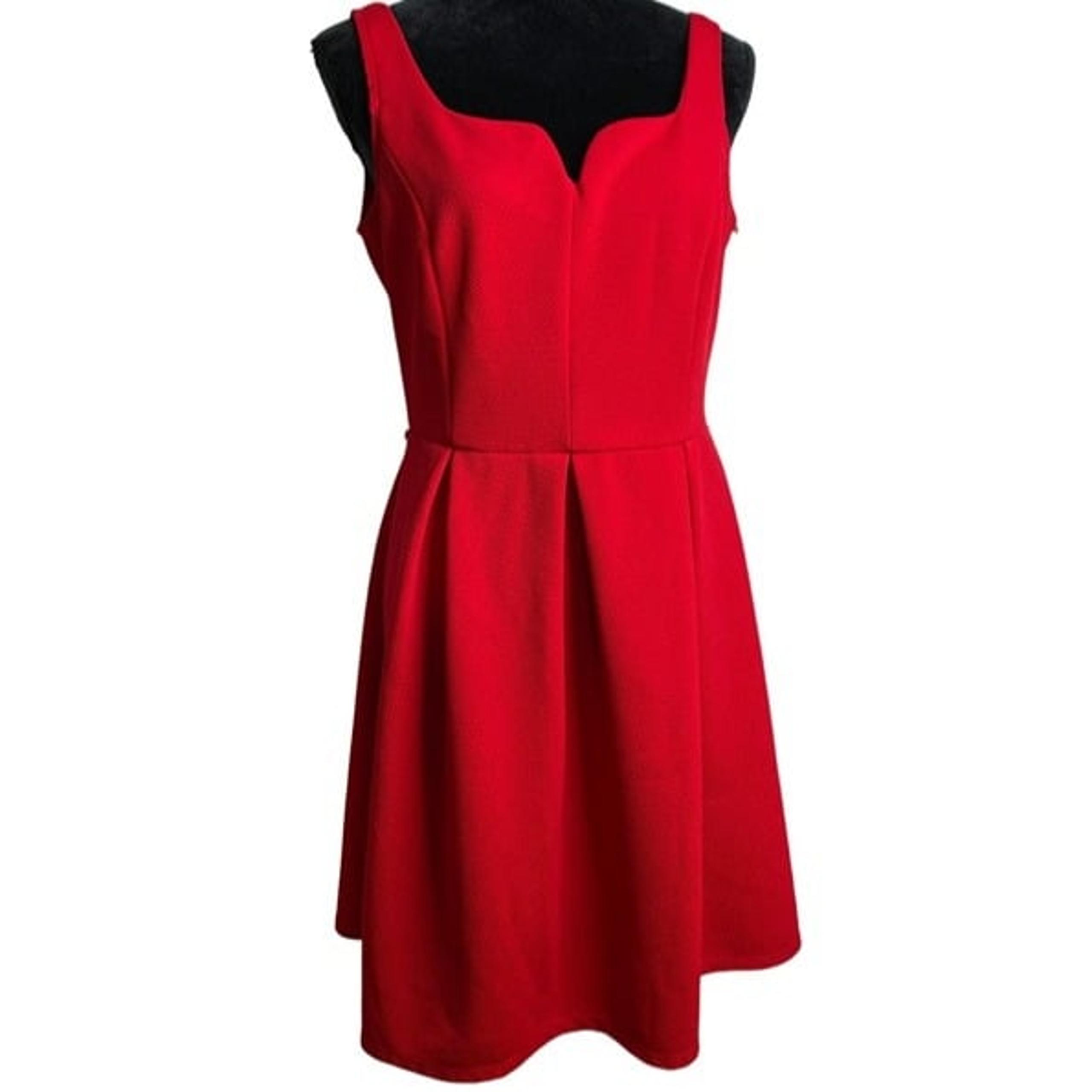 Covington Womens Red Sleeveless Fit and Flare Dress with Sweetheart Neck Size 10
