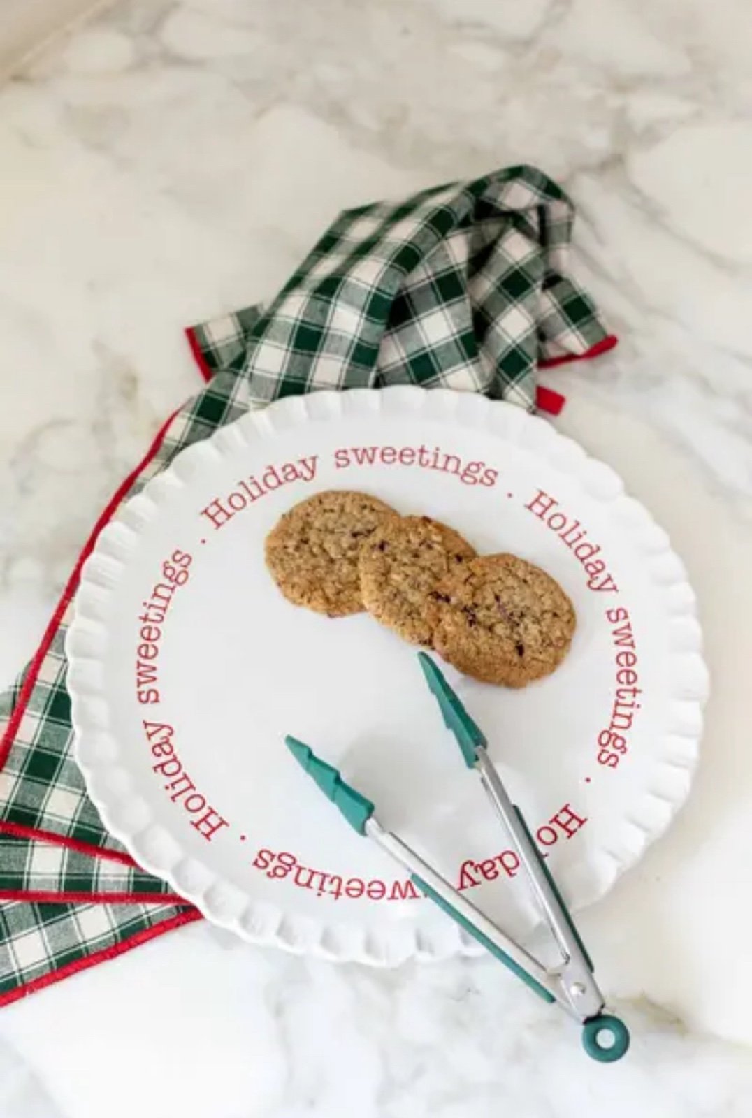 Mud Pie Christmas Cookie Plate and Tongs Set NWT