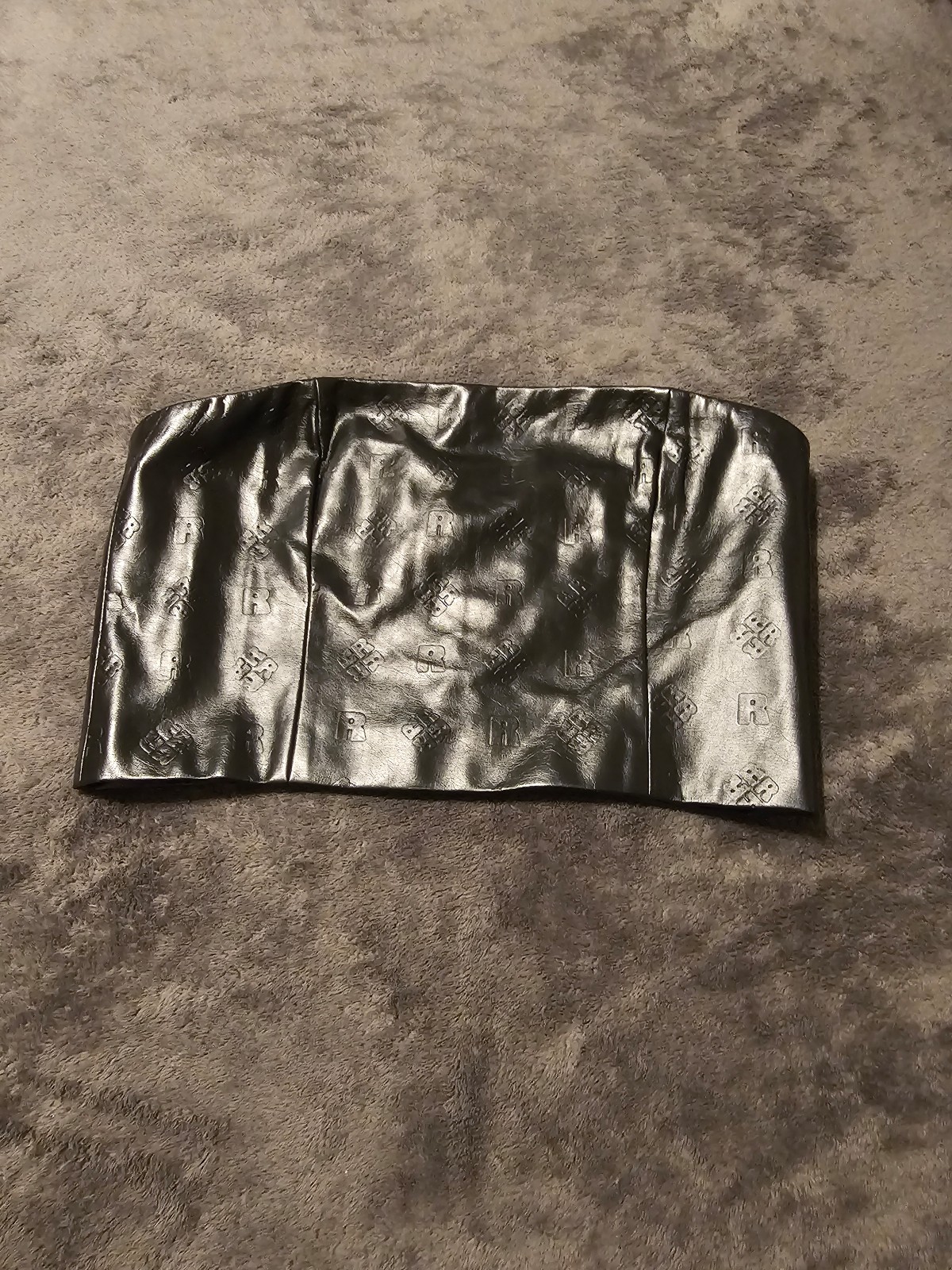 ROTATE Emili Black Faux Leather Strapless Crop Top Sz6.