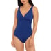 Lauren Ralph Lauren Stretch Tummy Control Shirred Swimsuit Size 10 -Blue-