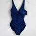 Lauren Ralph Lauren Stretch Tummy Control Shirred Swimsuit Size 10 -Blue-