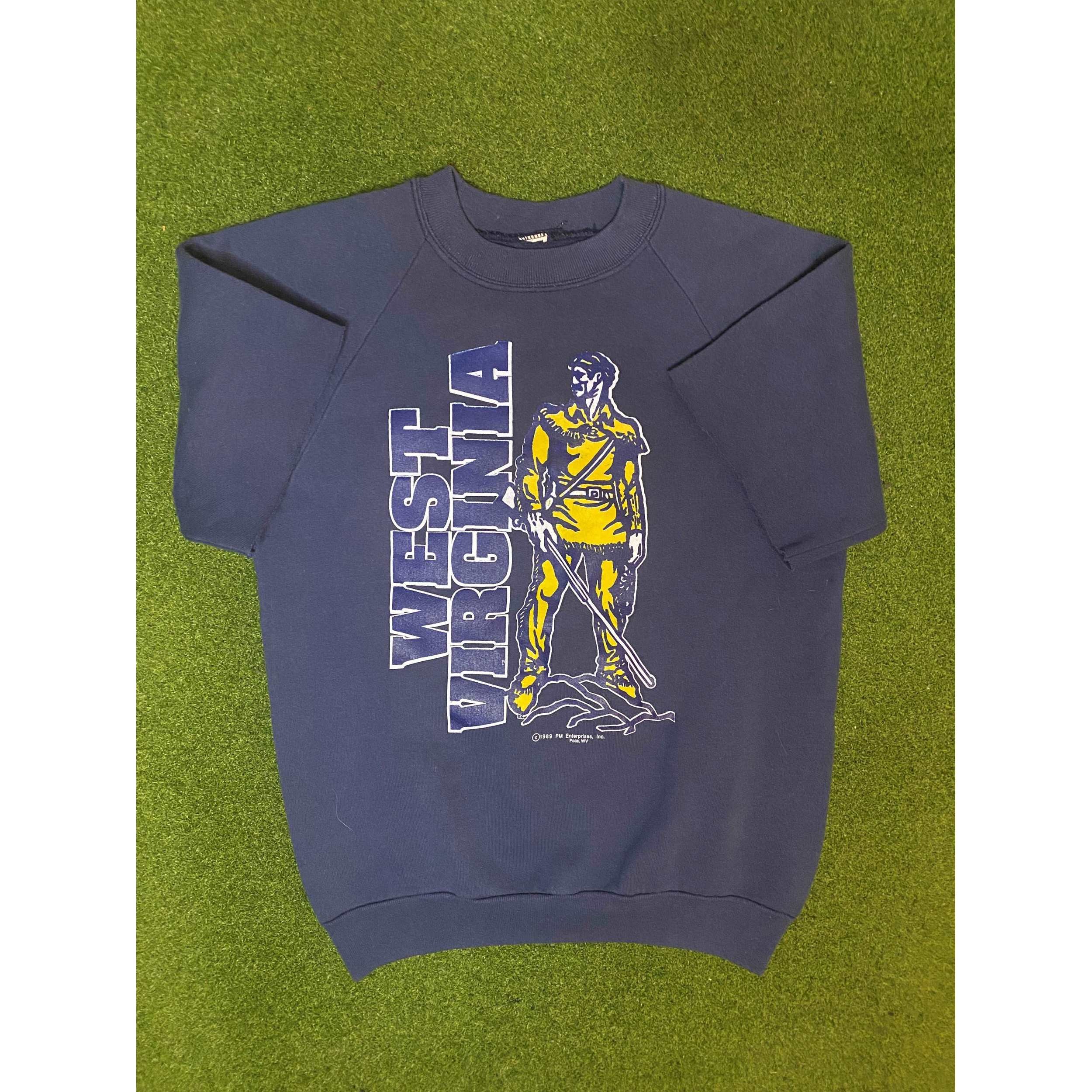 1989 West Virginia Mountaineers - Vintage College Sweatshirt Cutoff (Medium)