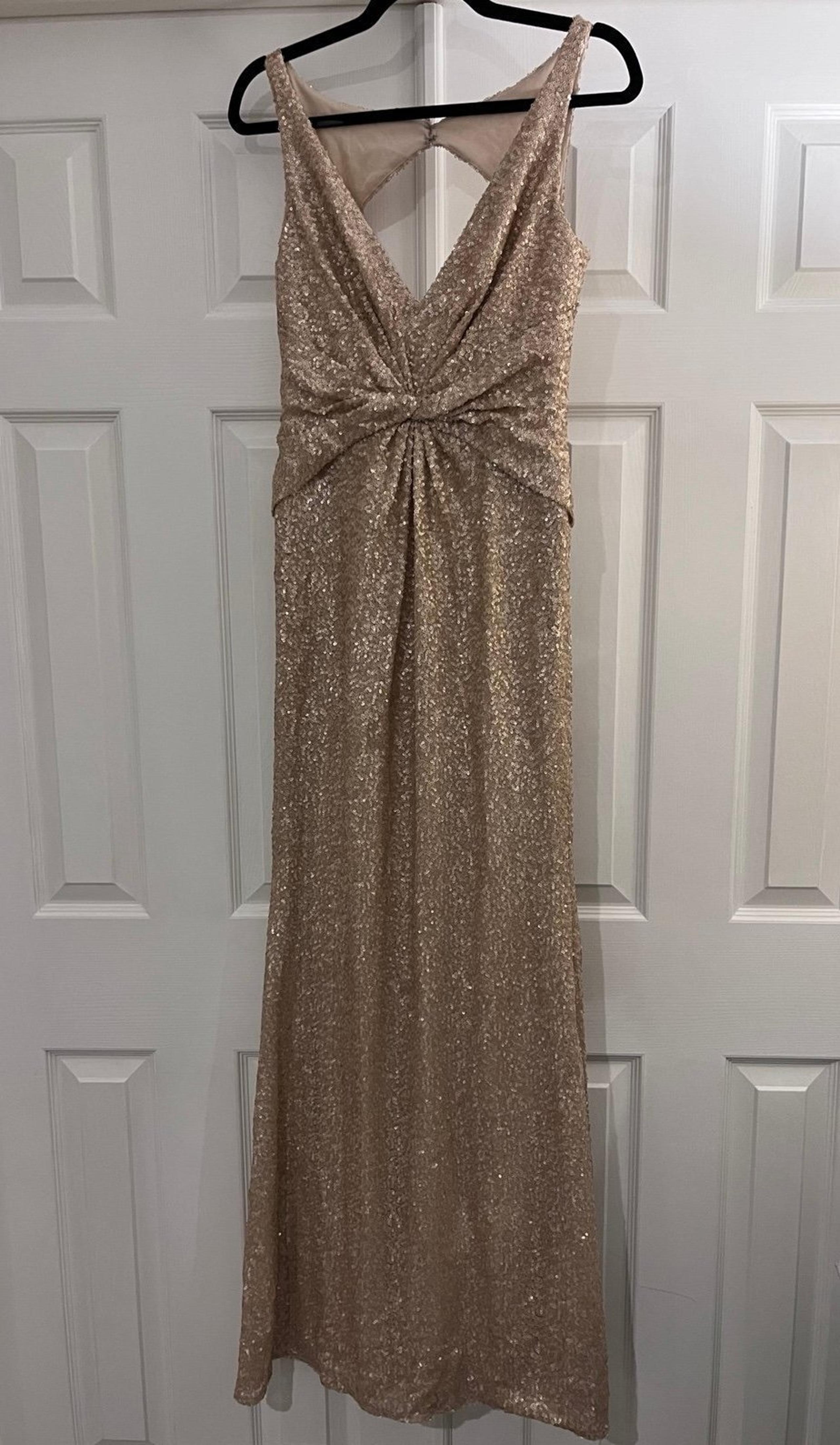 Sorella Vita Sequin Dress Size 10 Prom Formal Bridesmaid Rose Gold/Golden Tone