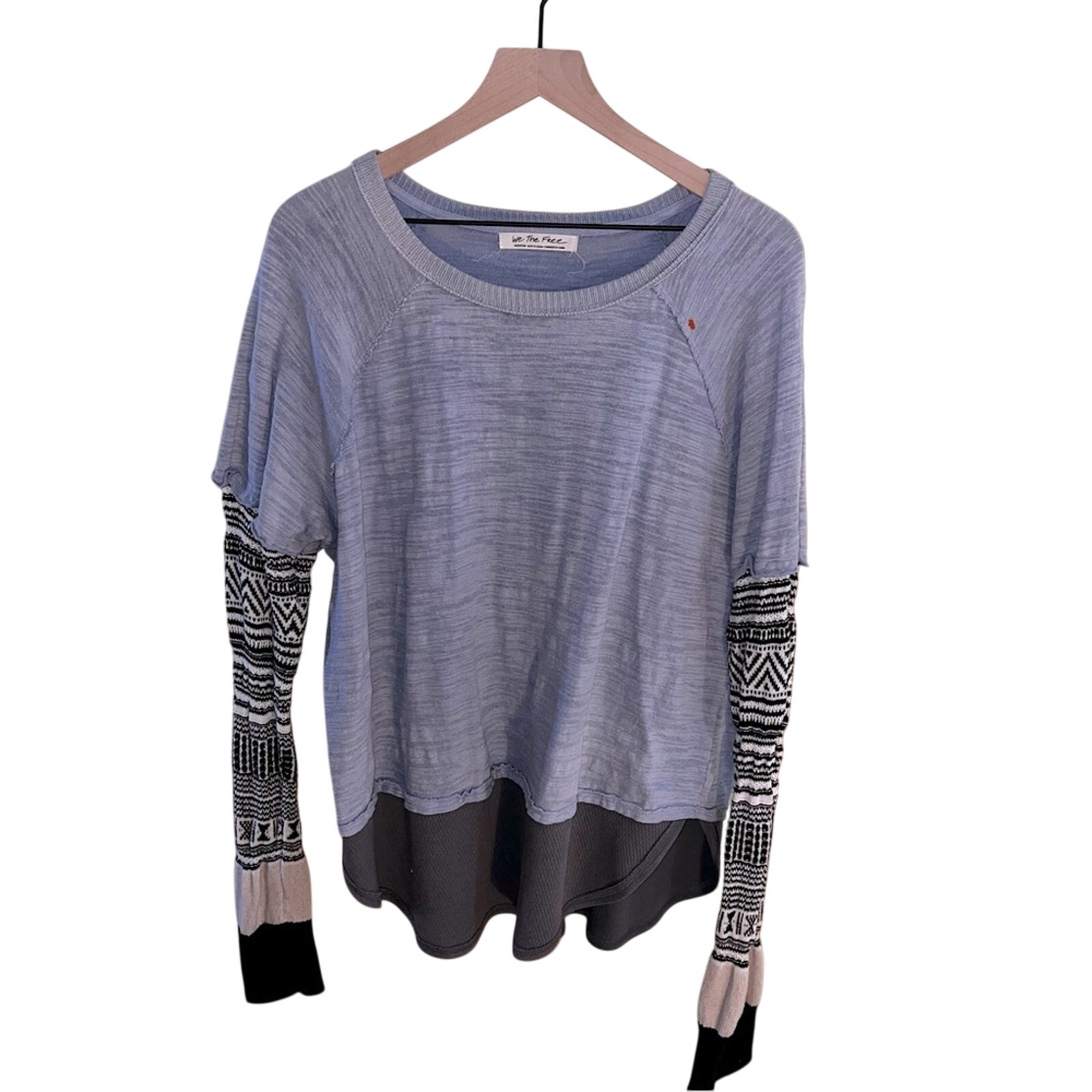 WE THE FREE oversized knit mix crewneck M shabbychic cottagecore