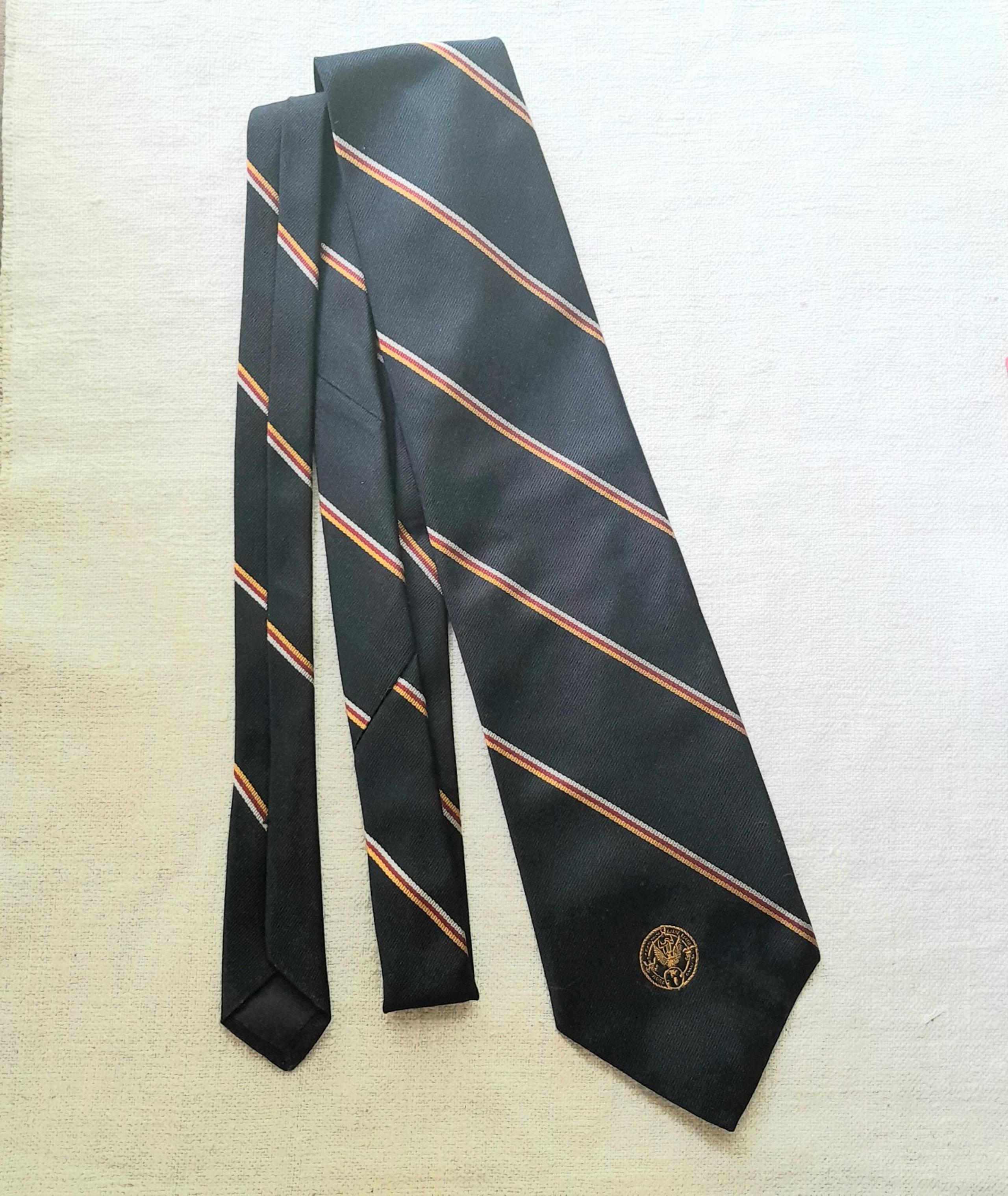 Stratton-Crooke Striped Rep Tie Necktie Gold Red White Stripes on Black Ensignia