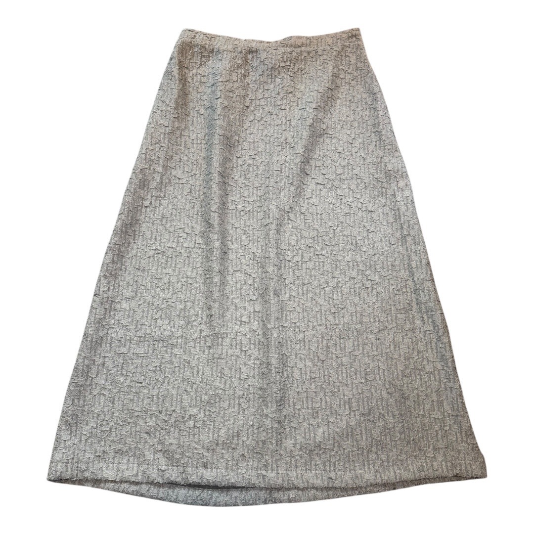 NEW Melloday Midi Skirt Textured A-Line Long Skirt Pull On Grey Medium