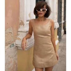 Antonio Melani The Style Bungalow Manana Scoop Neck Raffia Mini Dress US 8 NWT