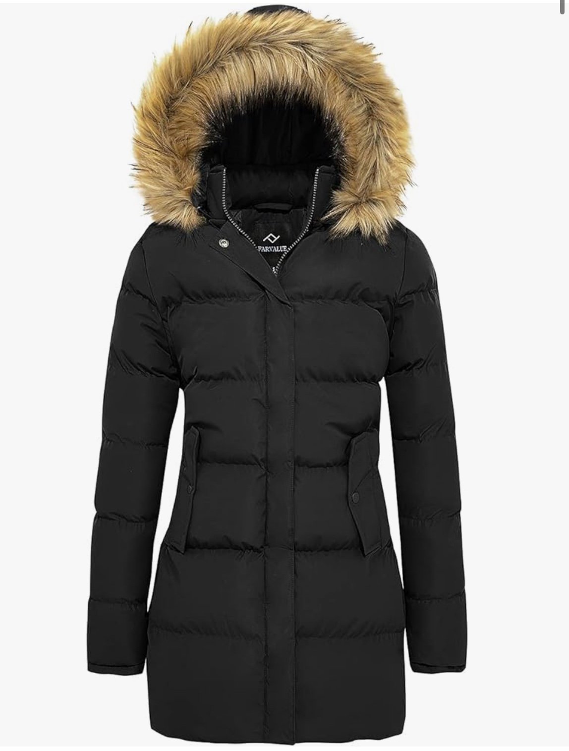 FARVALUE Women's Winter Coat Warm Parka Jacket Puffer Quilted Fur Hooded 2xl