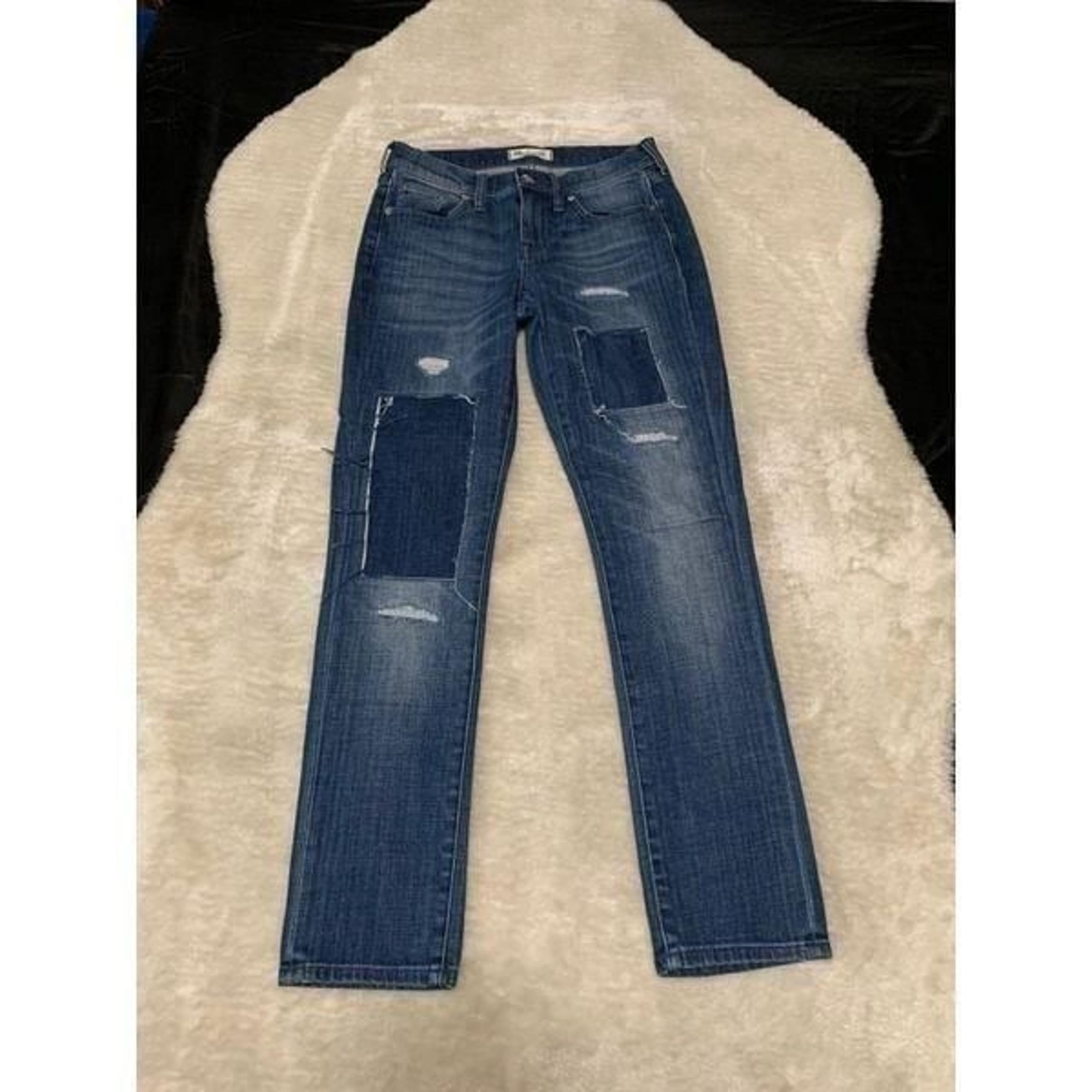 Madewell Slim Boyjean Womens Blue Patched Denim Jeans Size 25 Pants