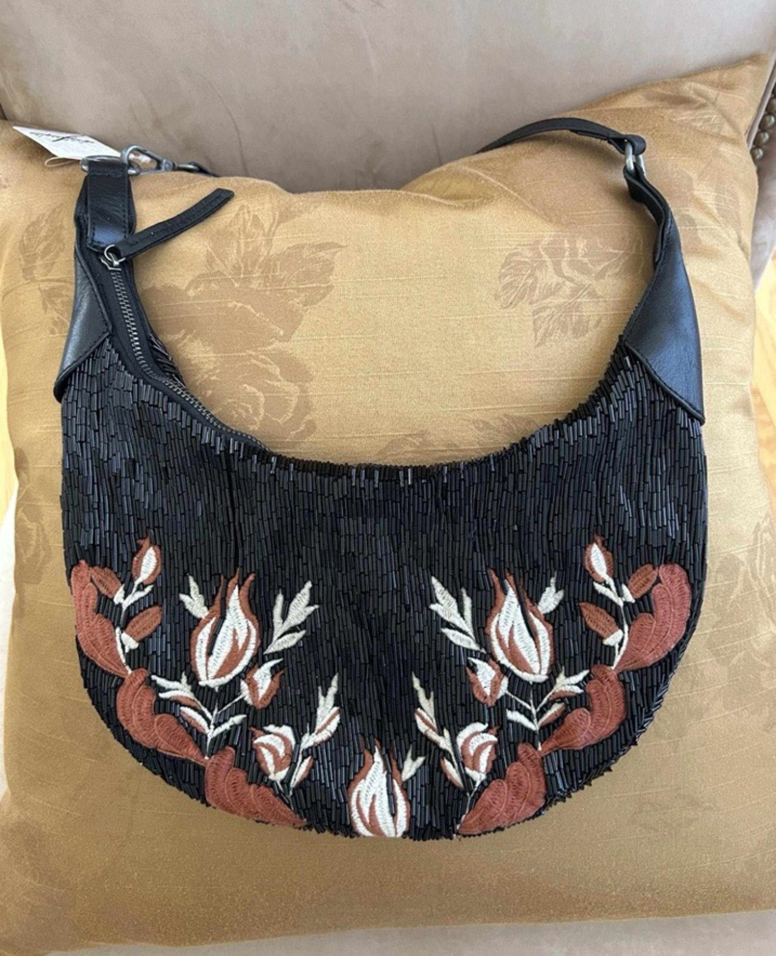 Free People Bugle Bead Clutch Handbag Shoulder Bag