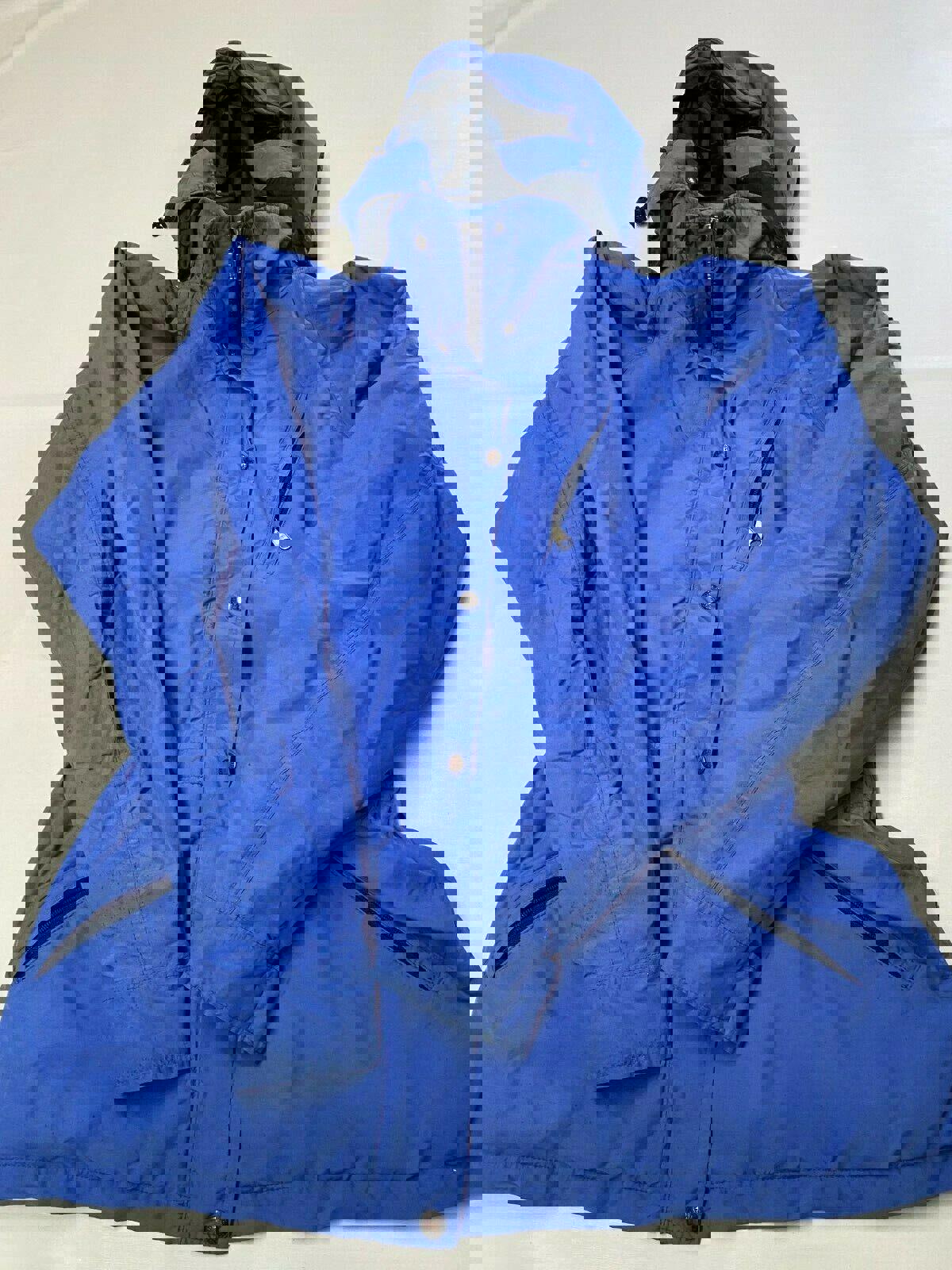 Womens THE NORTH FACE Blue Vintage Full Zip Lined Windbreaker Jacket Sz L USA