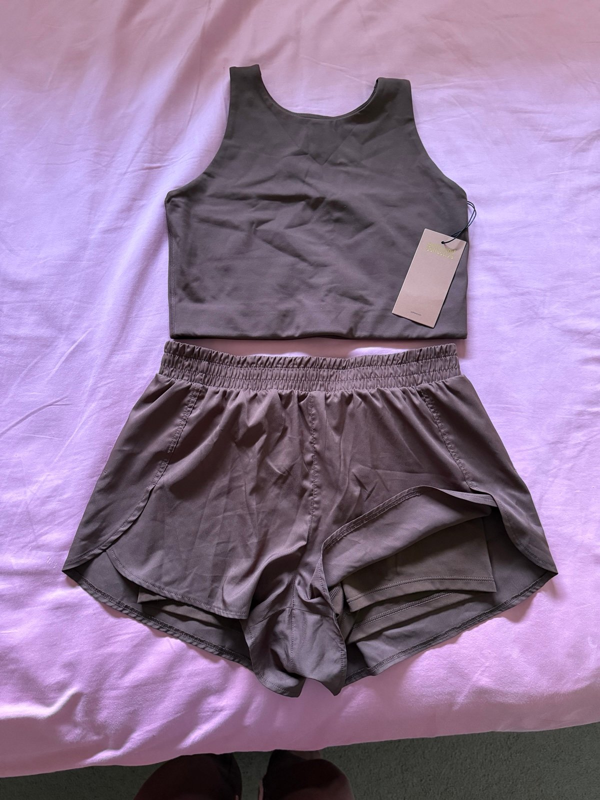 2pc Brown Top (L) & Short (M) Girlfriend Collective Set