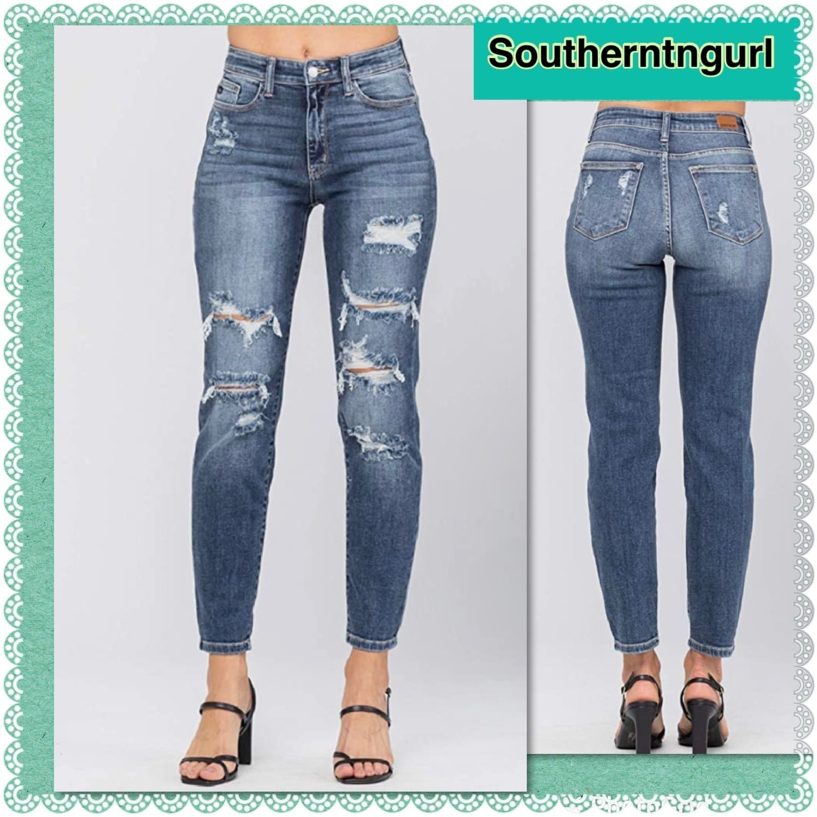 NWT JUDY BLUE High Rise Distressed Boyfriend Fit Jeans
