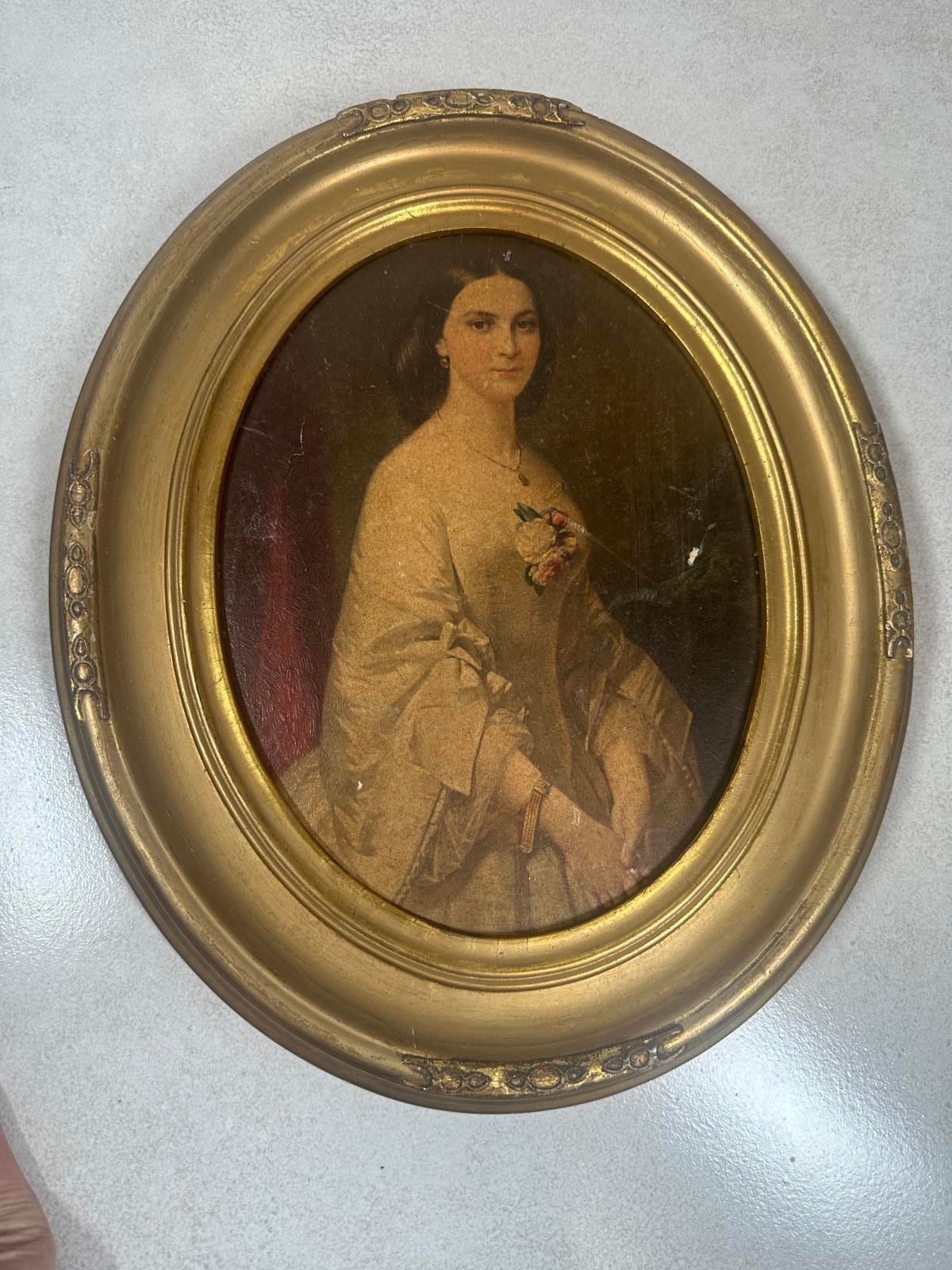 VTG 1800s Victorian Gilt Oval Portrait Frame Antique Wall Art Decor