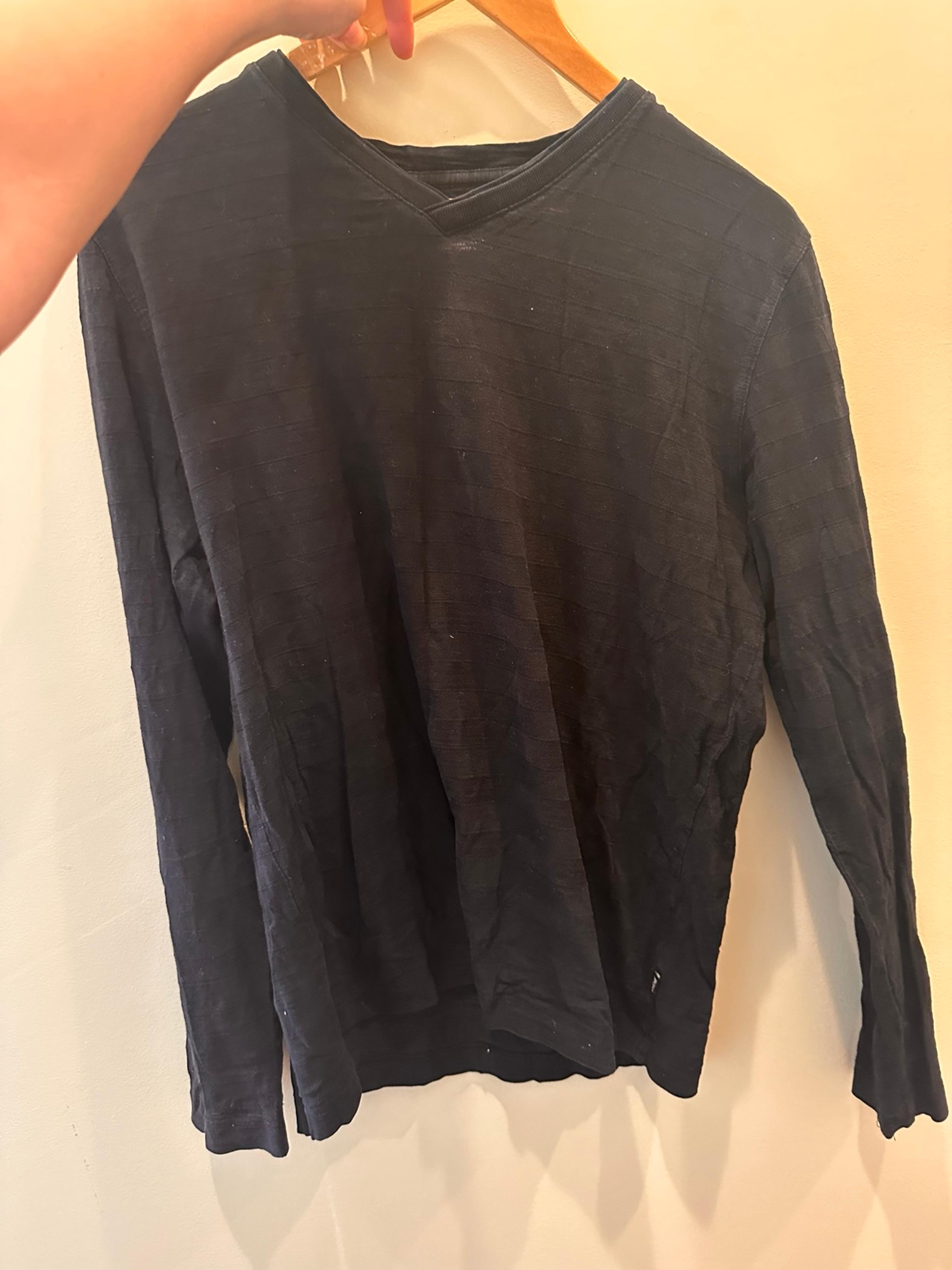 Hugo Boss Men's Long Sleeve Black Regular Fit Cotton Shirt Medium Size