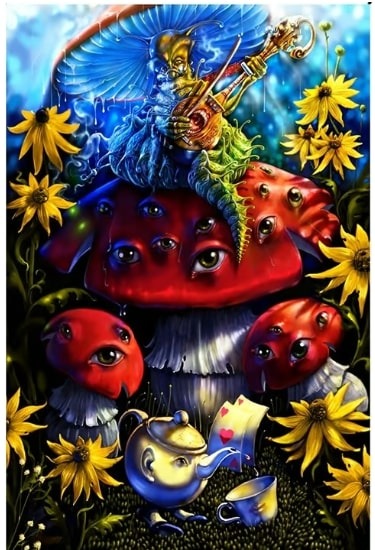 Hookah Caterpillar Heady Art Print Tapestry ~ 30 x 45 ~ w/Corner Loops ~ New!