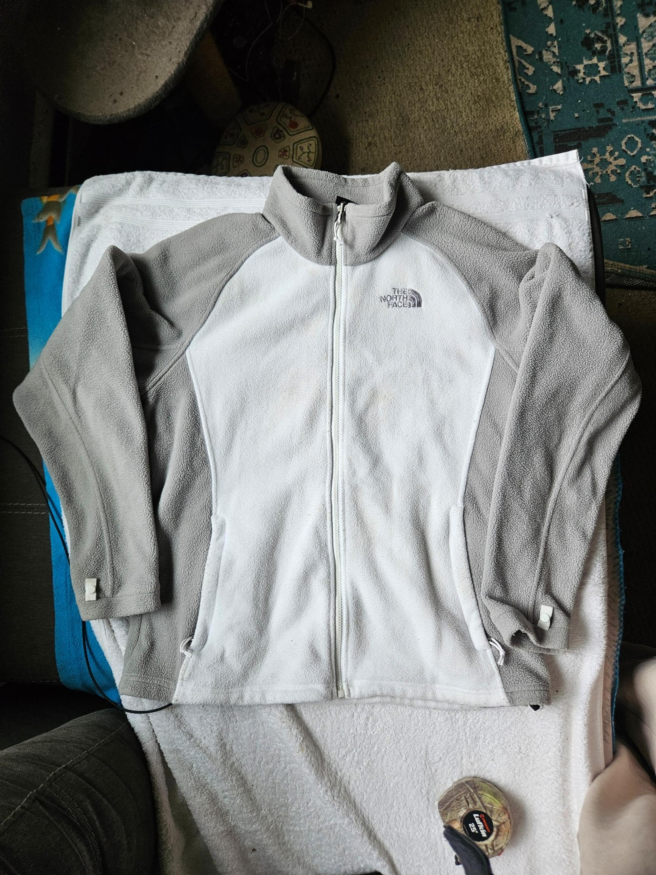 The north face gray white fleece jacket coat womens extra large