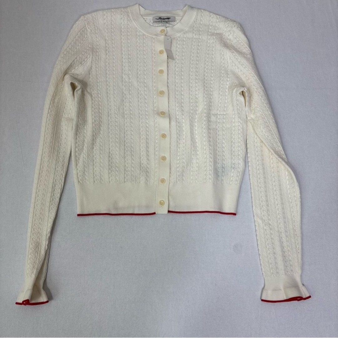 Madewell Cardigan Sweater Medium Womens Ivory Lace Button Long Sleeve Light Knit