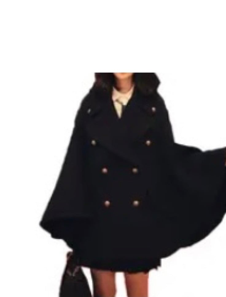 Brand New fashionable One Size Fits Most Black Cape coat Jacket Accent Buttons