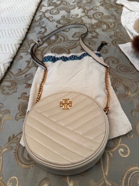 Tory Burch Kira Leather Chevron Circle Crossbody